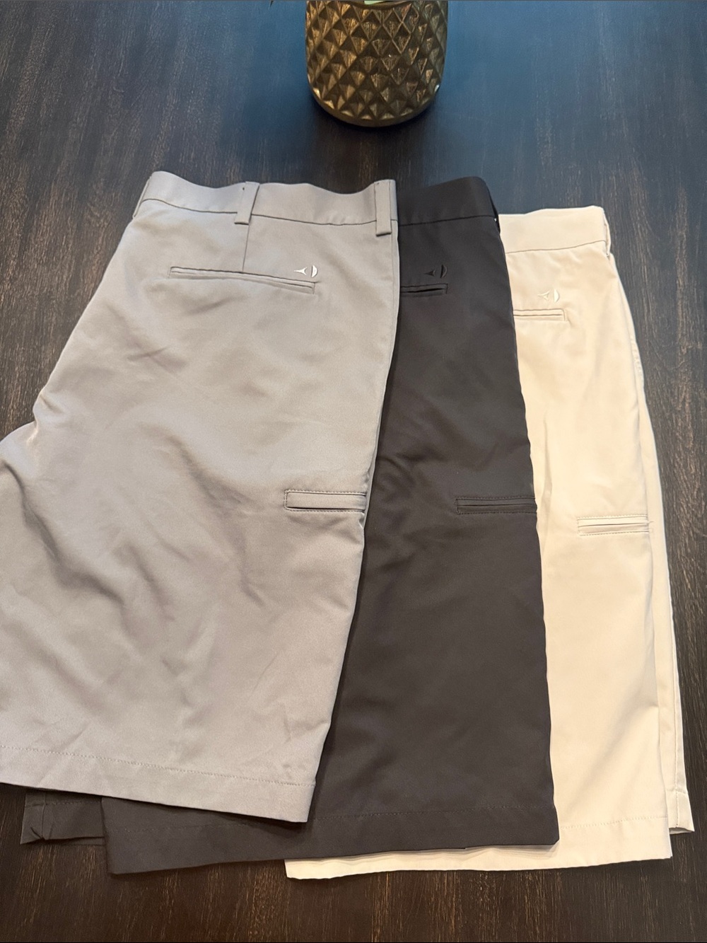 3 Pair Grand Slam Men's Performance Golf Shorts - Gray, Black, Cream